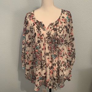 NWT Torrid Floral Pleated Chiffon Top - Size 2